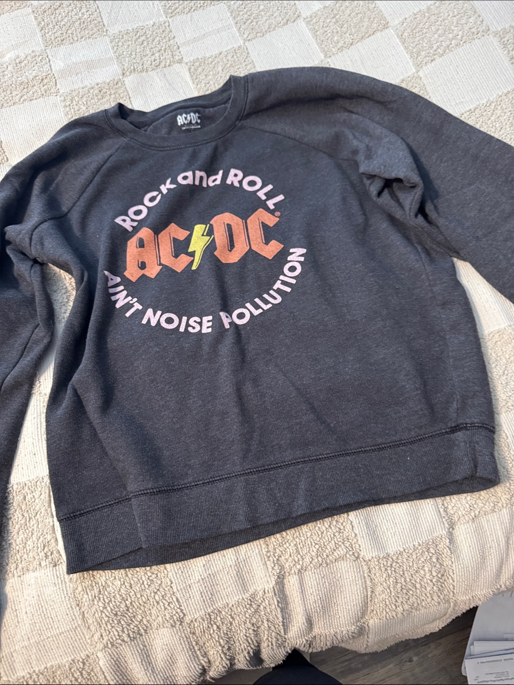 AC/DC Kids Black Sweatshirt with Pink & Orange Logo